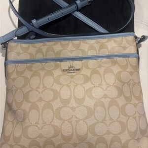 Coach Tan and Light Blue Crossbody Bag